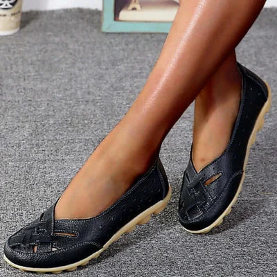 Orthopedic Loafers Women - Leather Arch Support Wide Fit
