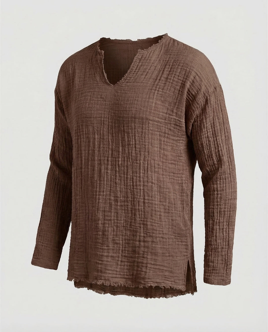 Men's Cotton Linen Shirt Relaxed Fit - V-Neck Summer Holiday