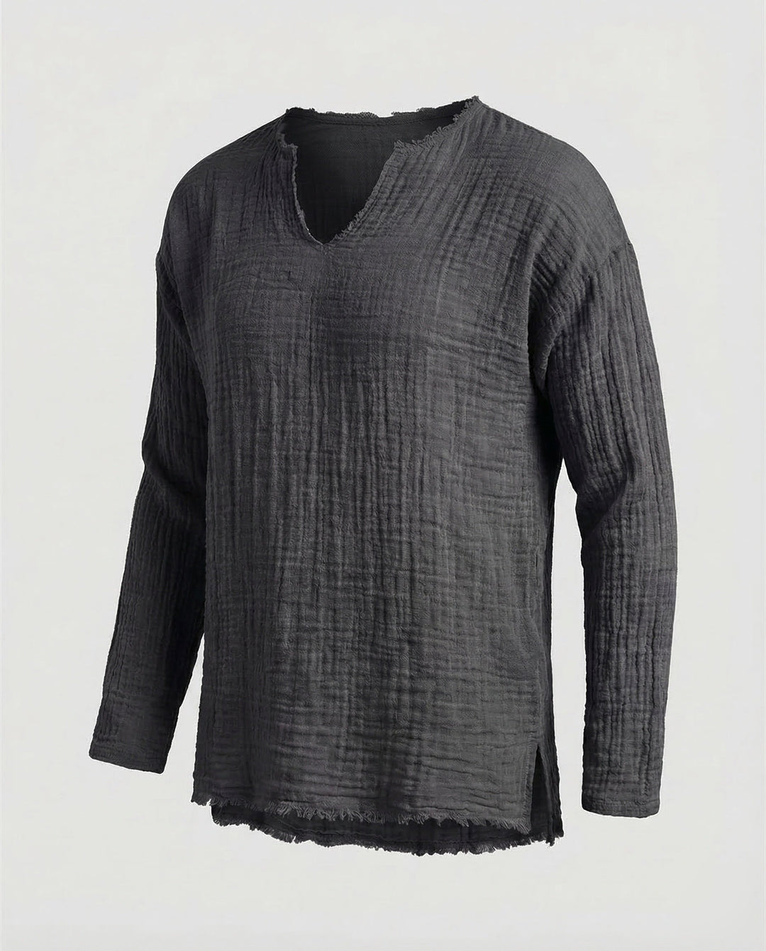 Men's Cotton Linen Shirt Relaxed Fit - V-Neck Summer Holiday