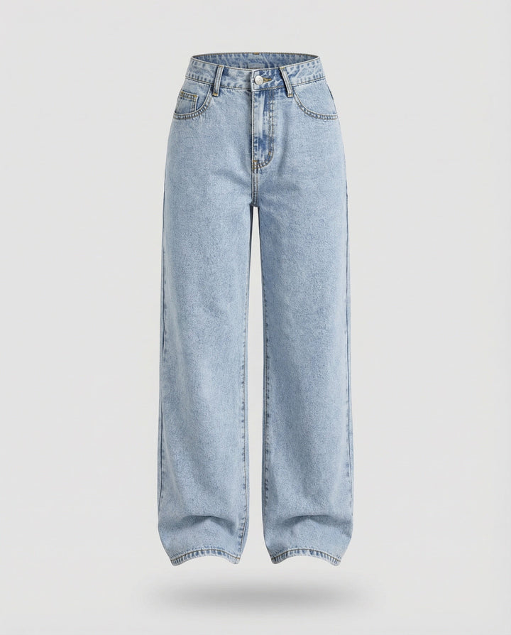 High Waist Wide Leg Jeans - Flare Denim Vintage Wash