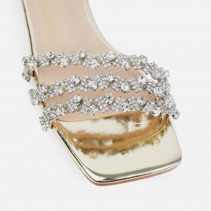 Diamante Flat Sandals Wedding Guest - Embellished Slip-On