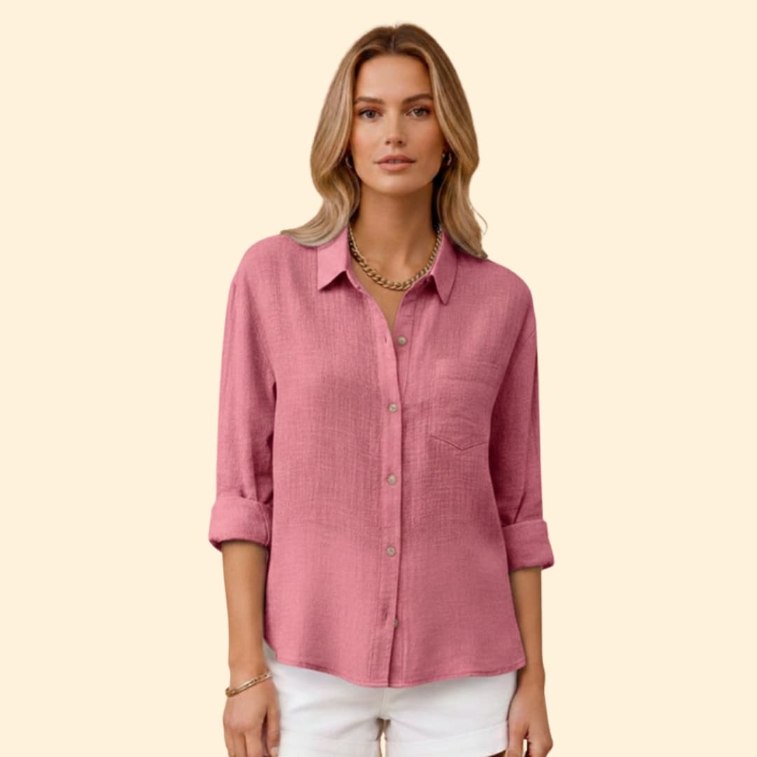 Women's Relaxed Linen Shirt – Oversized Button-Down Smart Casual