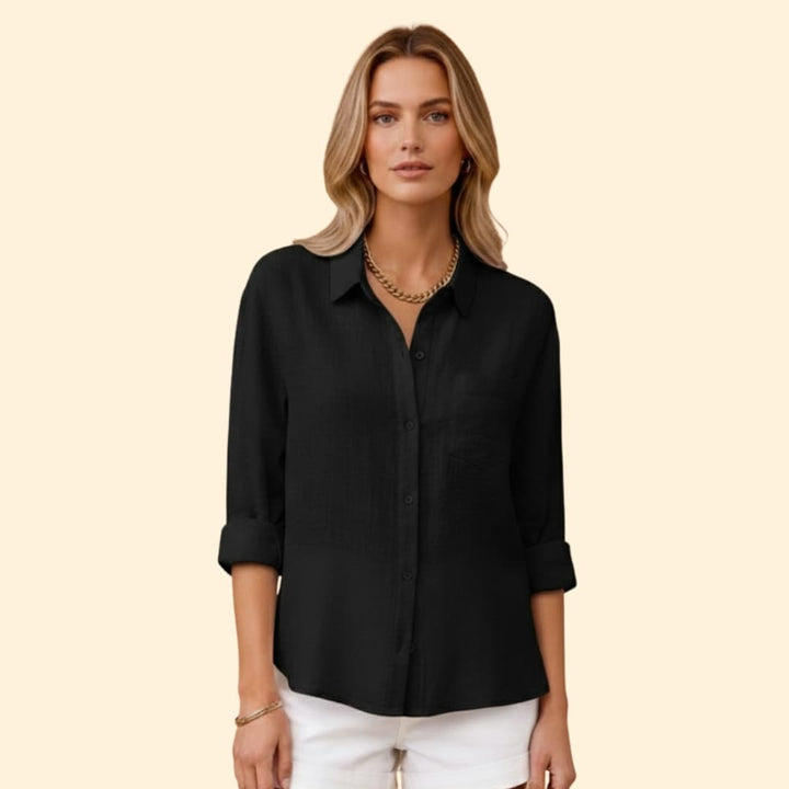 Women's Relaxed Linen Shirt – Oversized Button-Down Smart Casual