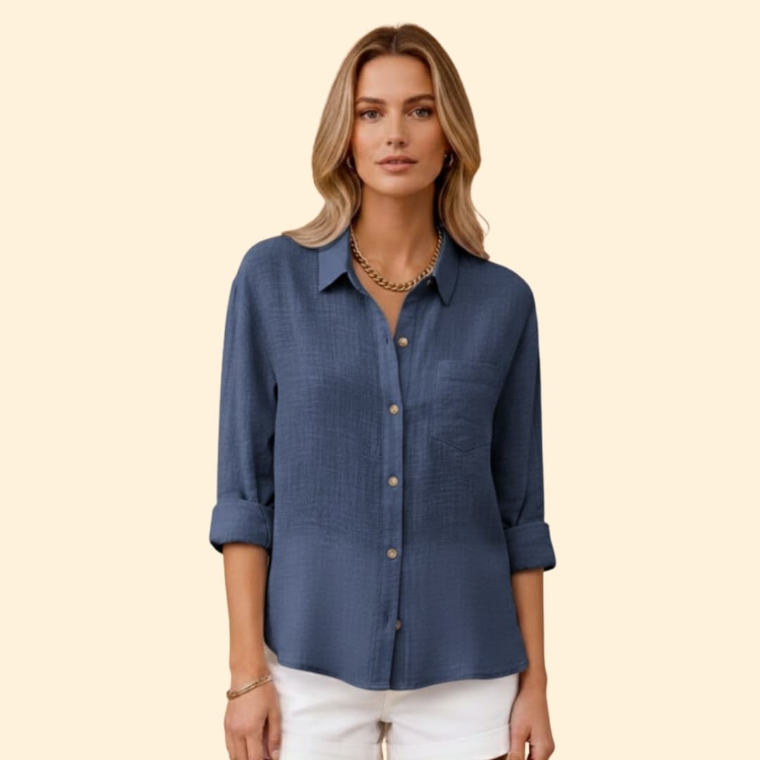 Women's Relaxed Linen Shirt – Oversized Button-Down Smart Casual