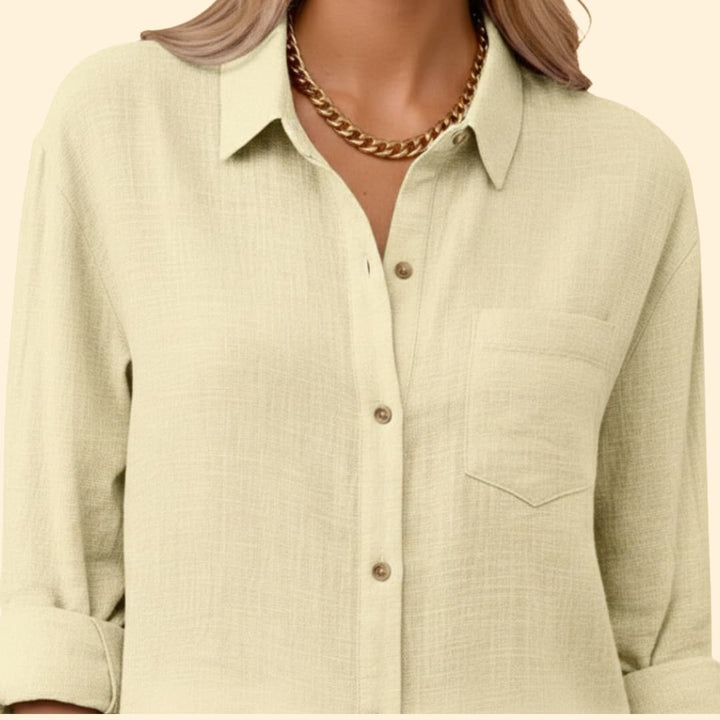 Women's Relaxed Linen Shirt – Oversized Button-Down Smart Casual