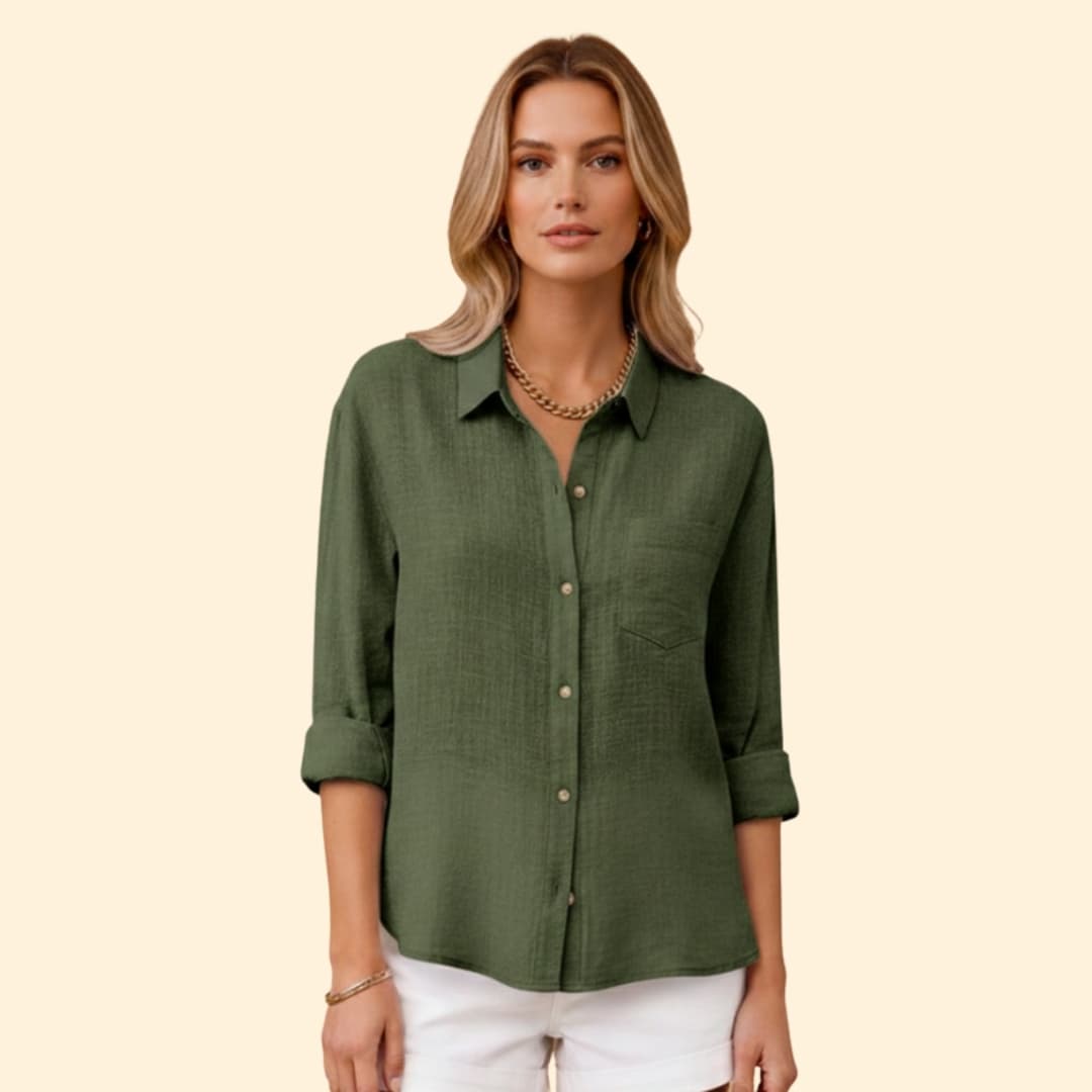 Women's Relaxed Linen Shirt – Oversized Button-Down Smart Casual