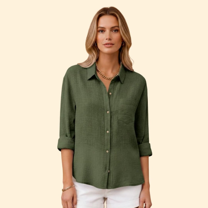 Women's Relaxed Linen Shirt – Oversized Button-Down Smart Casual