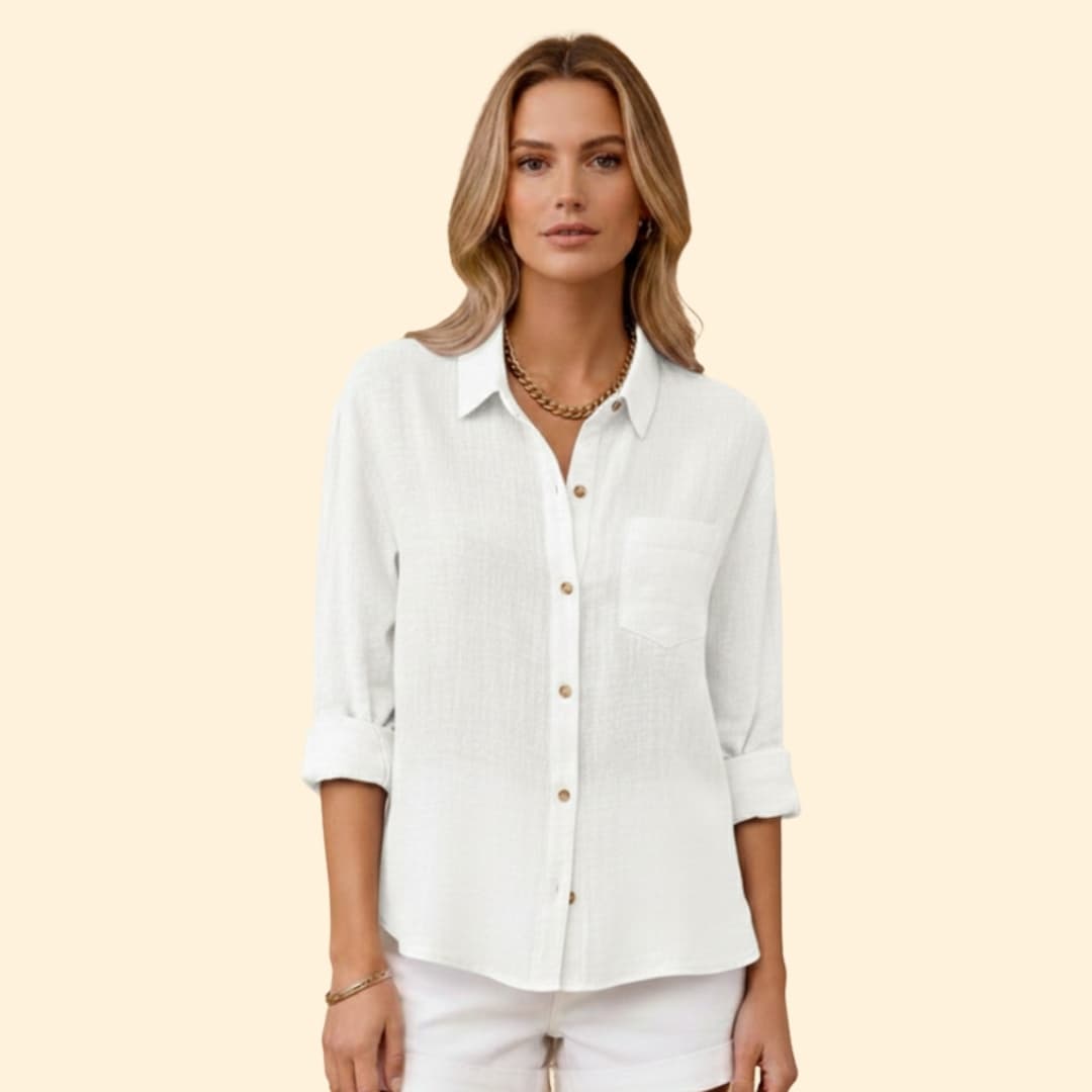 Women's Relaxed Linen Shirt – Oversized Button-Down Smart Casual