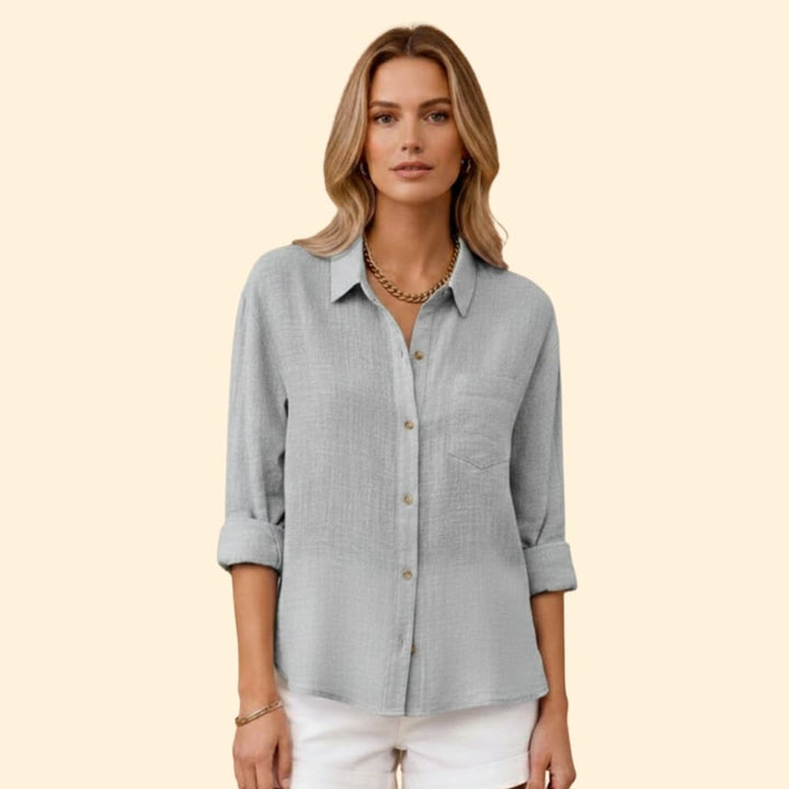 Women's Relaxed Linen Shirt – Oversized Button-Down Smart Casual