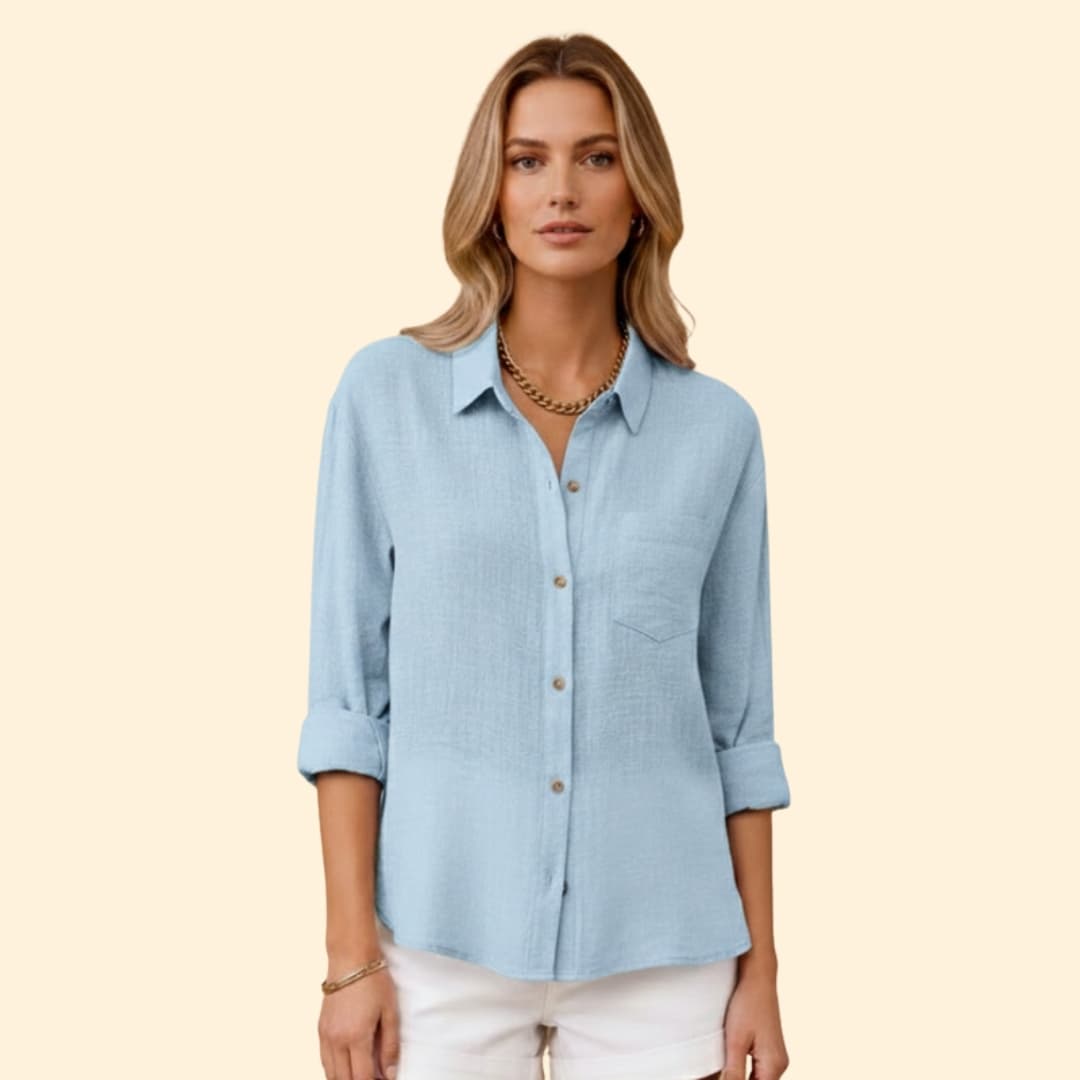 Women's Relaxed Linen Shirt – Oversized Button-Down Smart Casual