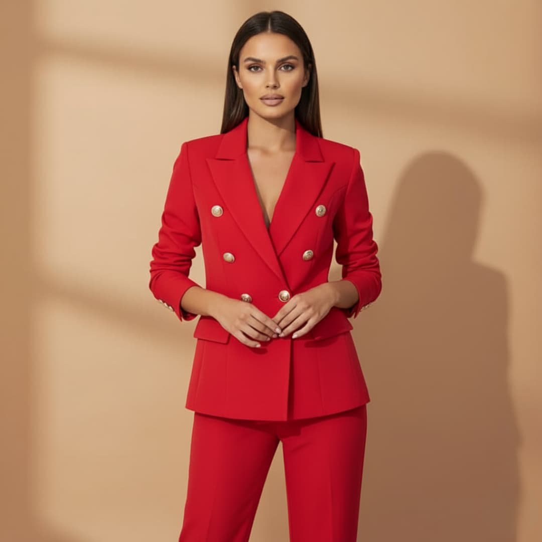 Women's Double-Breasted Trouser Suit – Wedding Guest