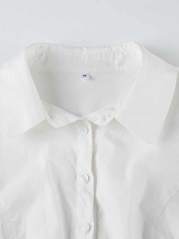 Corset Shirt - Fitted Bust Cup V-Neck Cotton Top