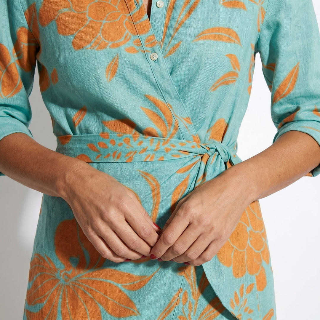 Wrap Midi Dress - Long Sleeve Printed Wedding Guest Occasion