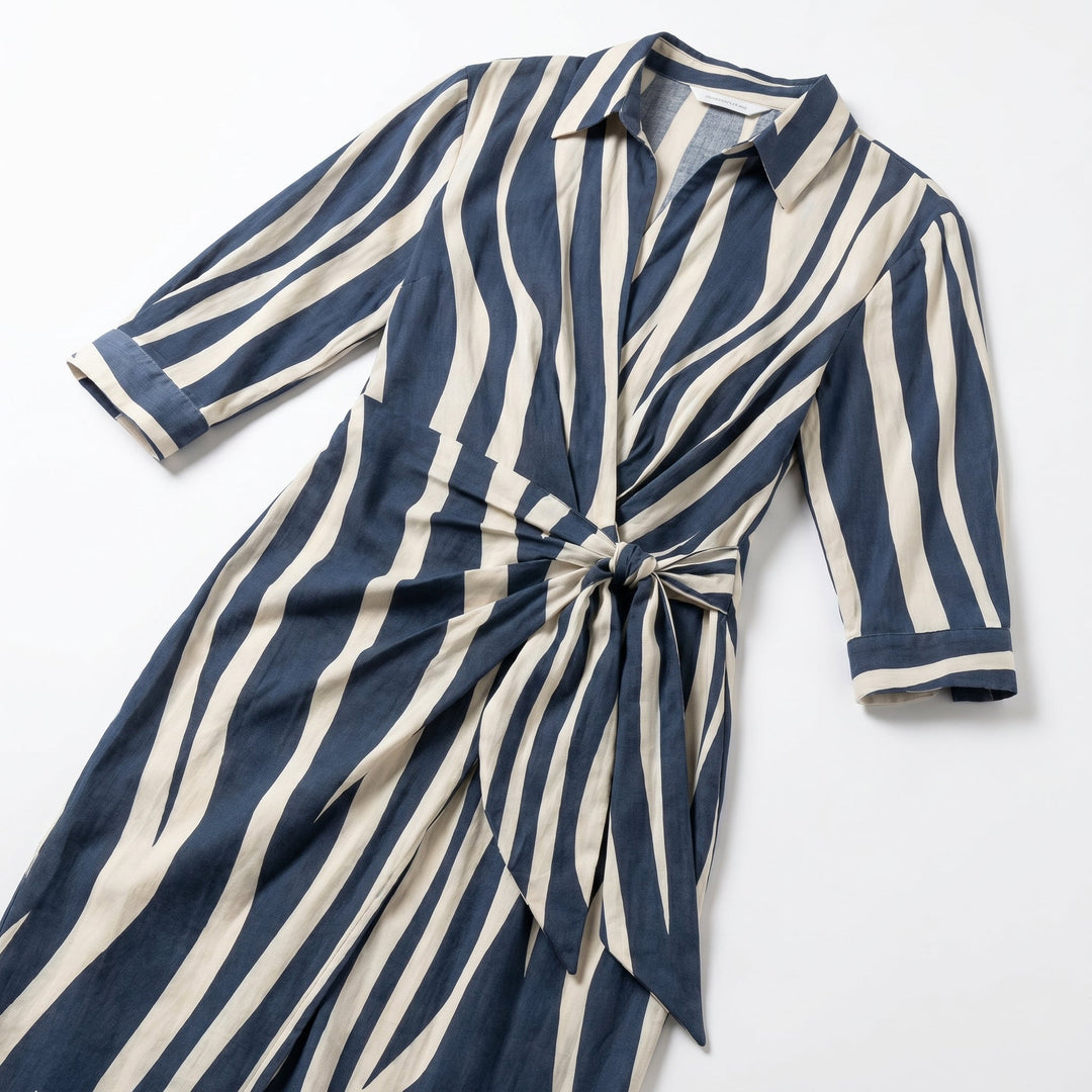 Wrap Midi Dress - Long Sleeve Printed Wedding Guest Occasion
