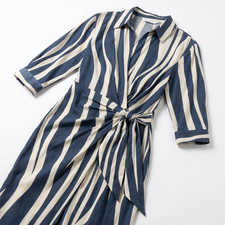 Wrap Midi Dress - Long Sleeve Printed Wedding Guest Occasion