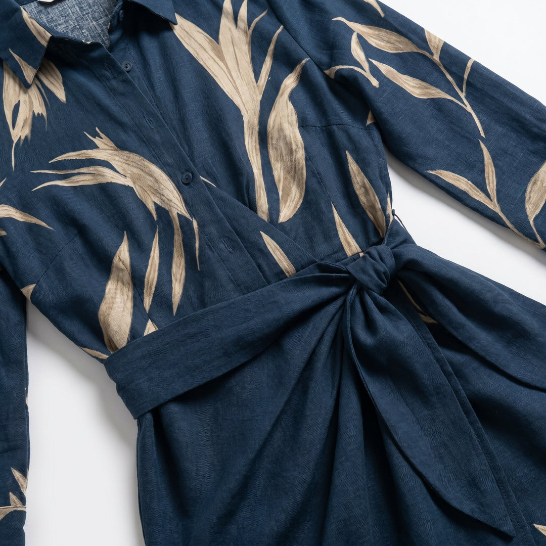 Wrap Midi Dress - Long Sleeve Printed Wedding Guest Occasion