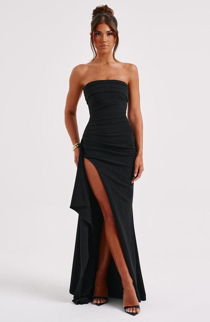 Women's Ruched Maxi Dress - High Split