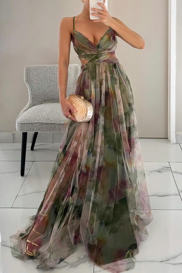 Women's Floral V-Neck Maxi Dress - Wedding Guest in Summer