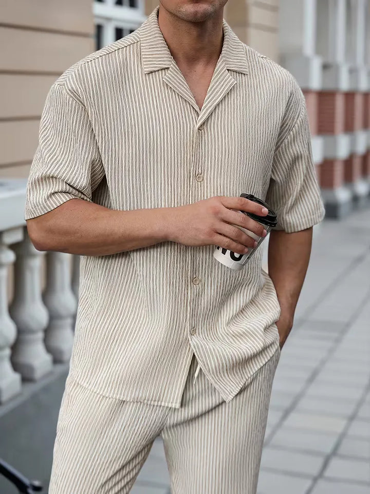 Men's Textured Shirt Trouser Co-ord Set - Two Piece Summer