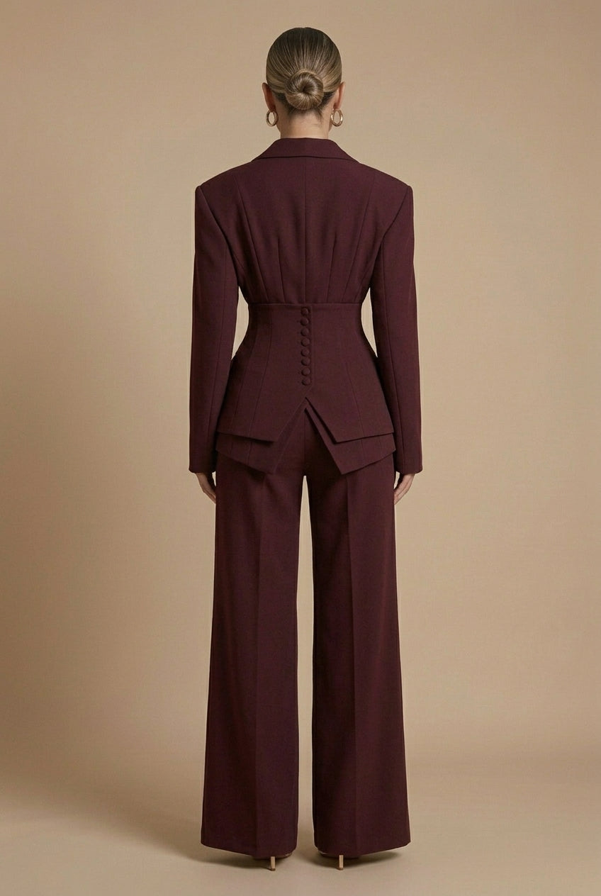 Tailored Blazer Set - Wide Leg Trousers Occasion Wear