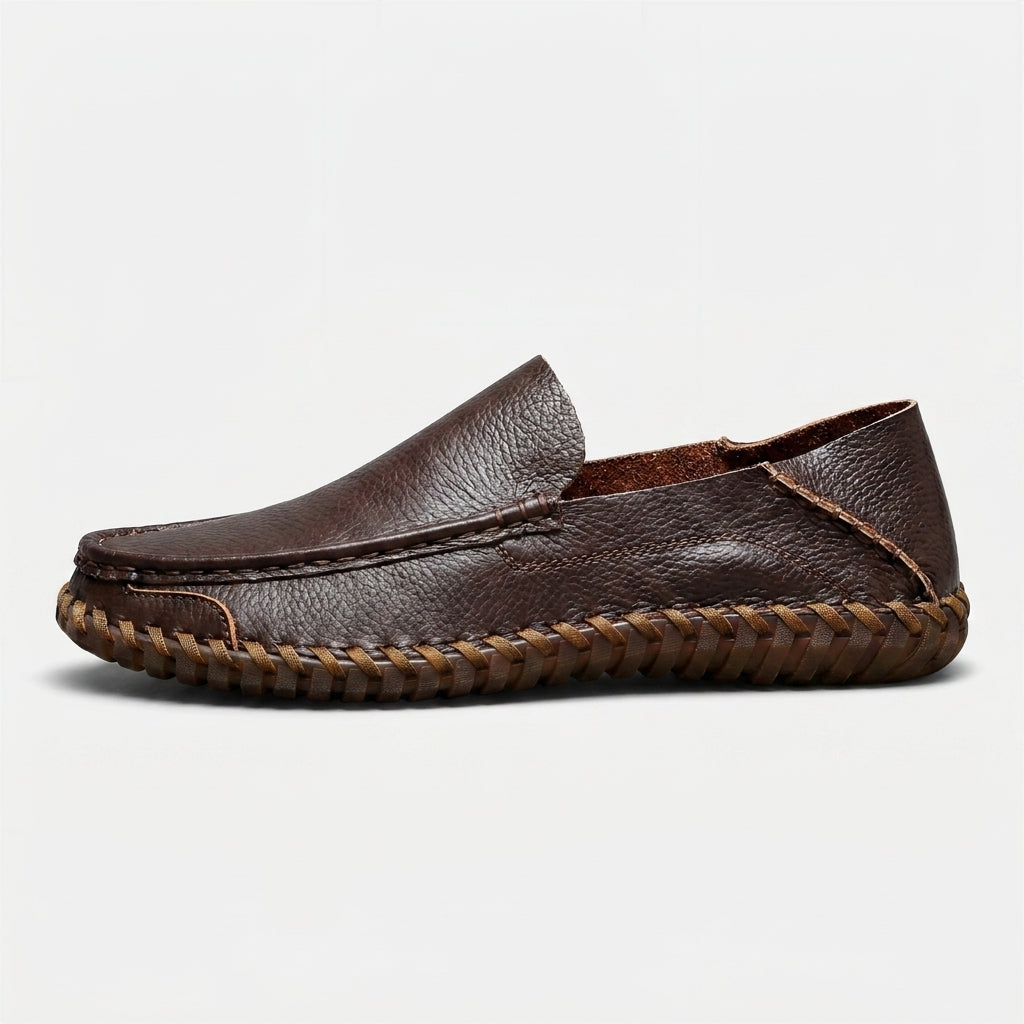 Men's Slip-On Leather Loafer - Handstitched Casual