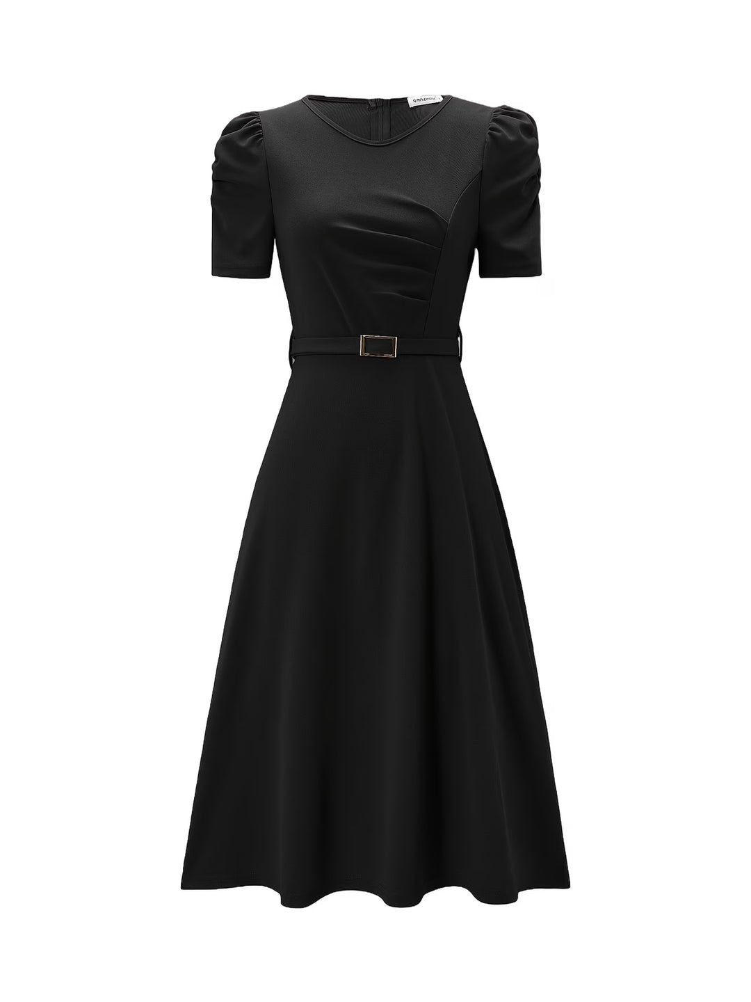 Women's Royal Midi Dress - Elegant Belted A-Line
