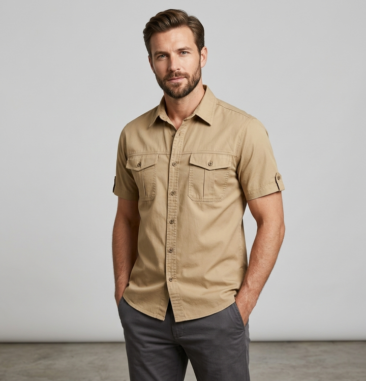 Men's Safari Shirt - Short Sleeve Cotton
