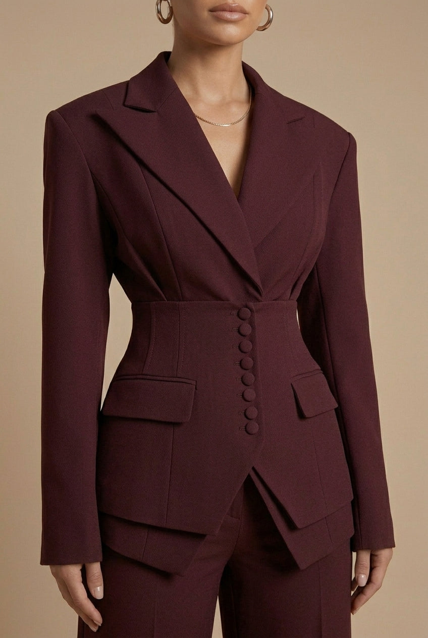 Tailored Blazer Set - Wide Leg Trousers Occasion Wear