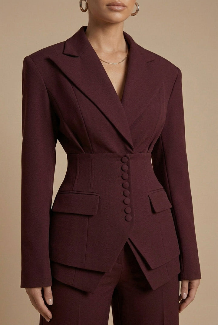 Tailored Blazer Set - Wide Leg Trousers Occasion Wear