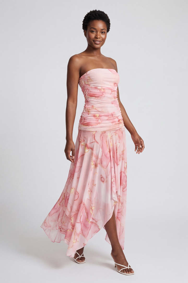 Women's Floral Maxi Dress - Strapless Summer