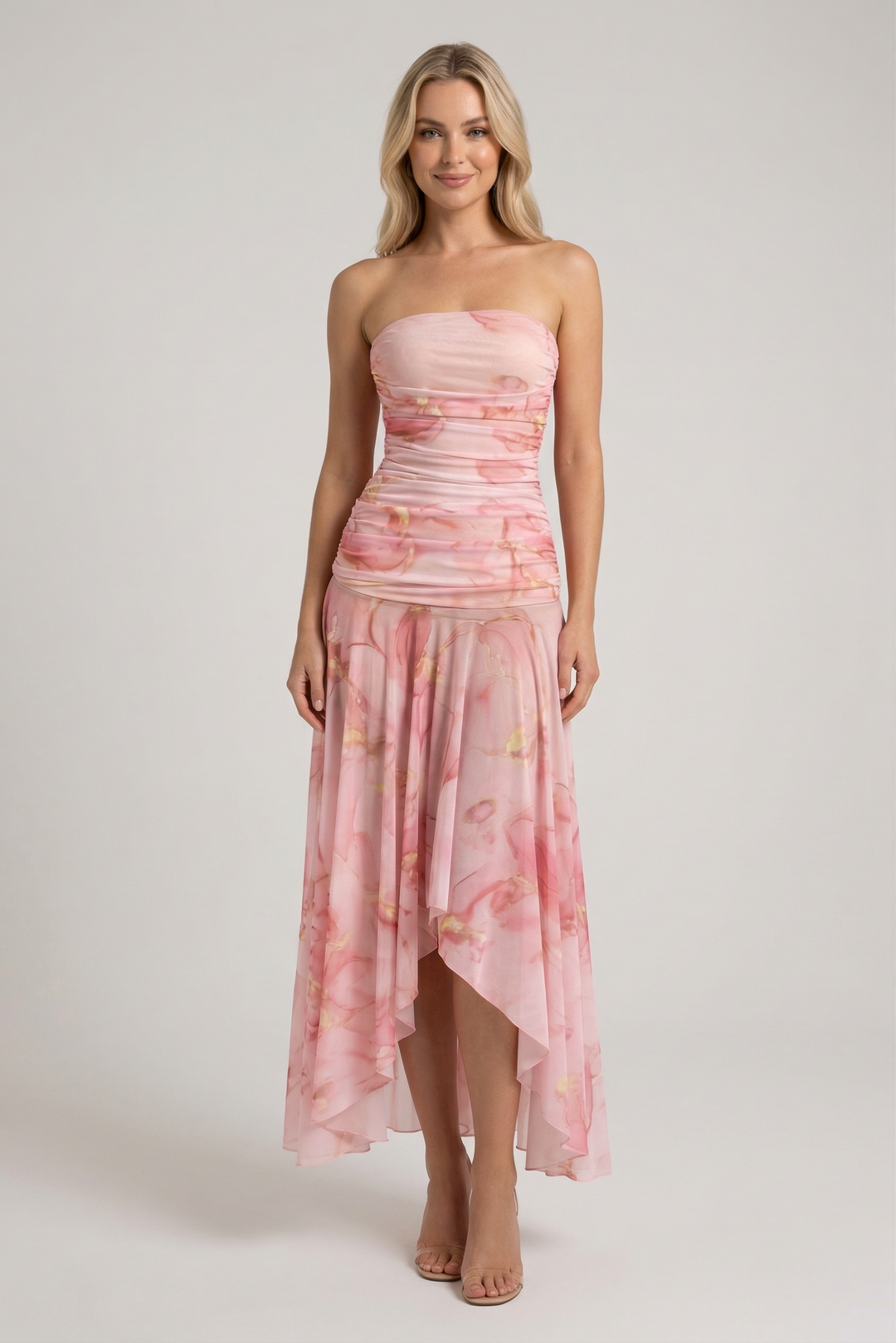 Women's Floral Maxi Dress - Strapless Summer