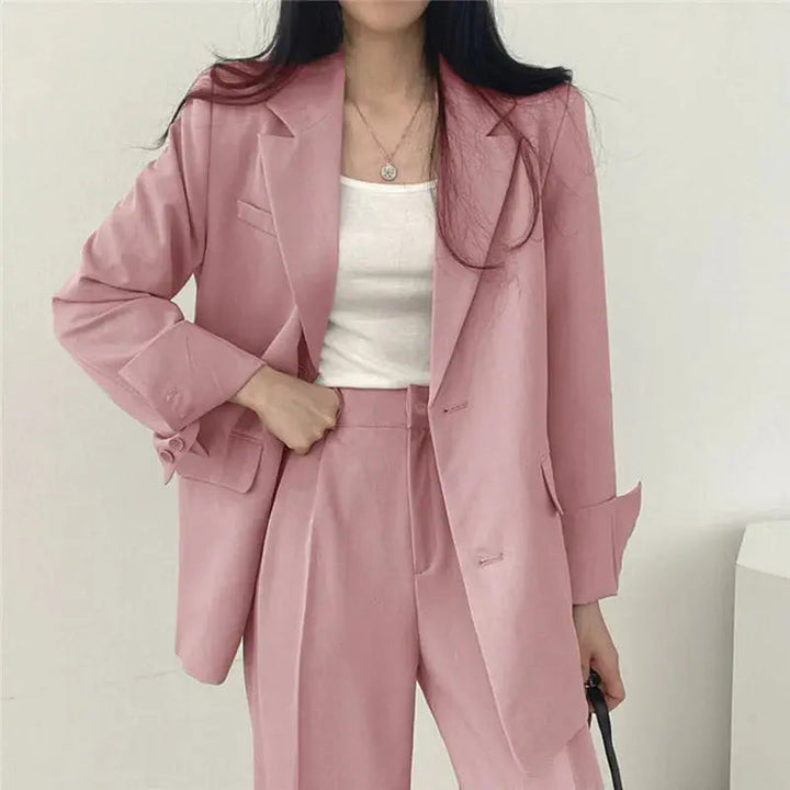 Women's Blazer and Trouser Co-ord Set – Wide Leg Relaxed Fit