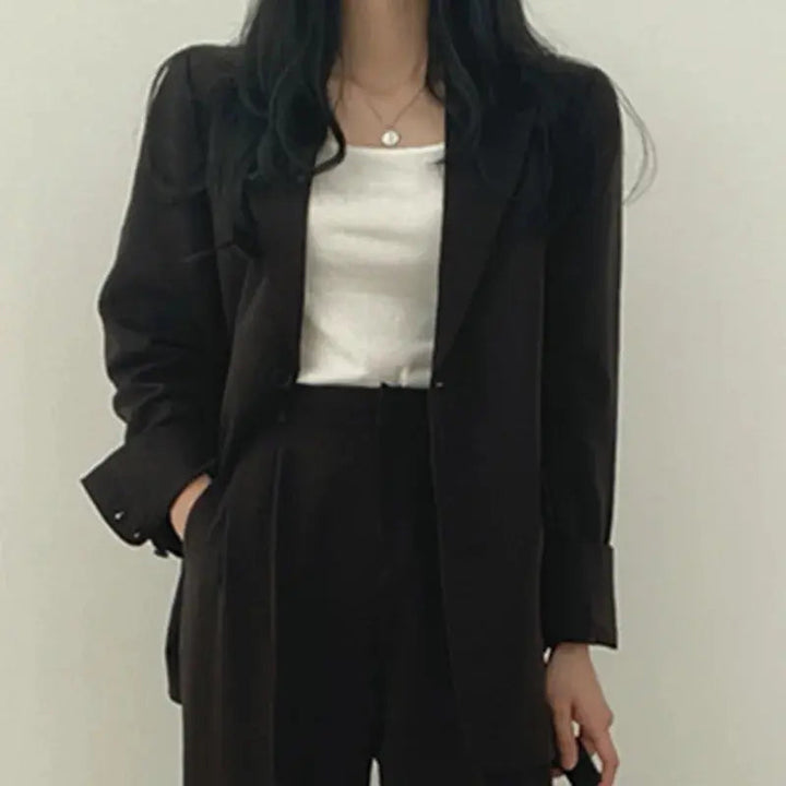 Women's Blazer and Trouser Co-ord Set – Wide Leg Relaxed Fit
