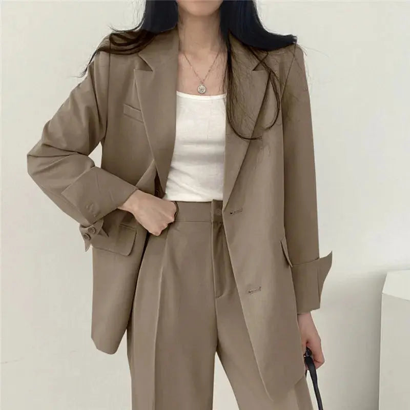 Women's Blazer and Trouser Co-ord Set – Wide Leg Relaxed Fit