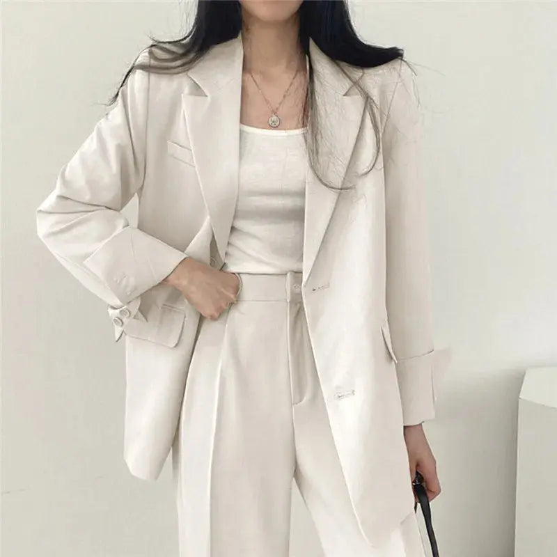 Women's Blazer and Trouser Co-ord Set – Wide Leg Relaxed Fit