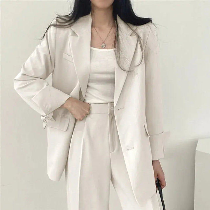 Women's Blazer and Trouser Co-ord Set – Wide Leg Relaxed Fit
