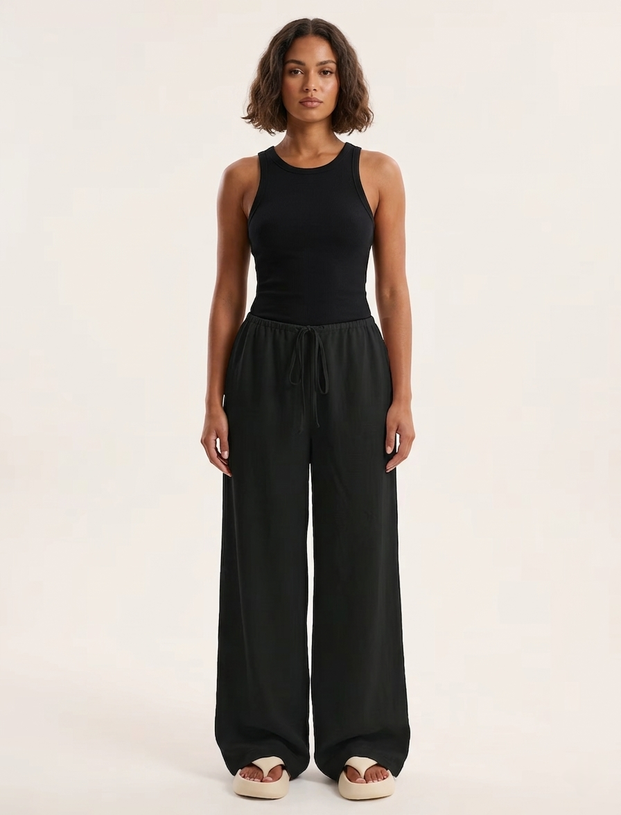 Women’s Linen Wide-Leg Trousers - Lightweight Fit