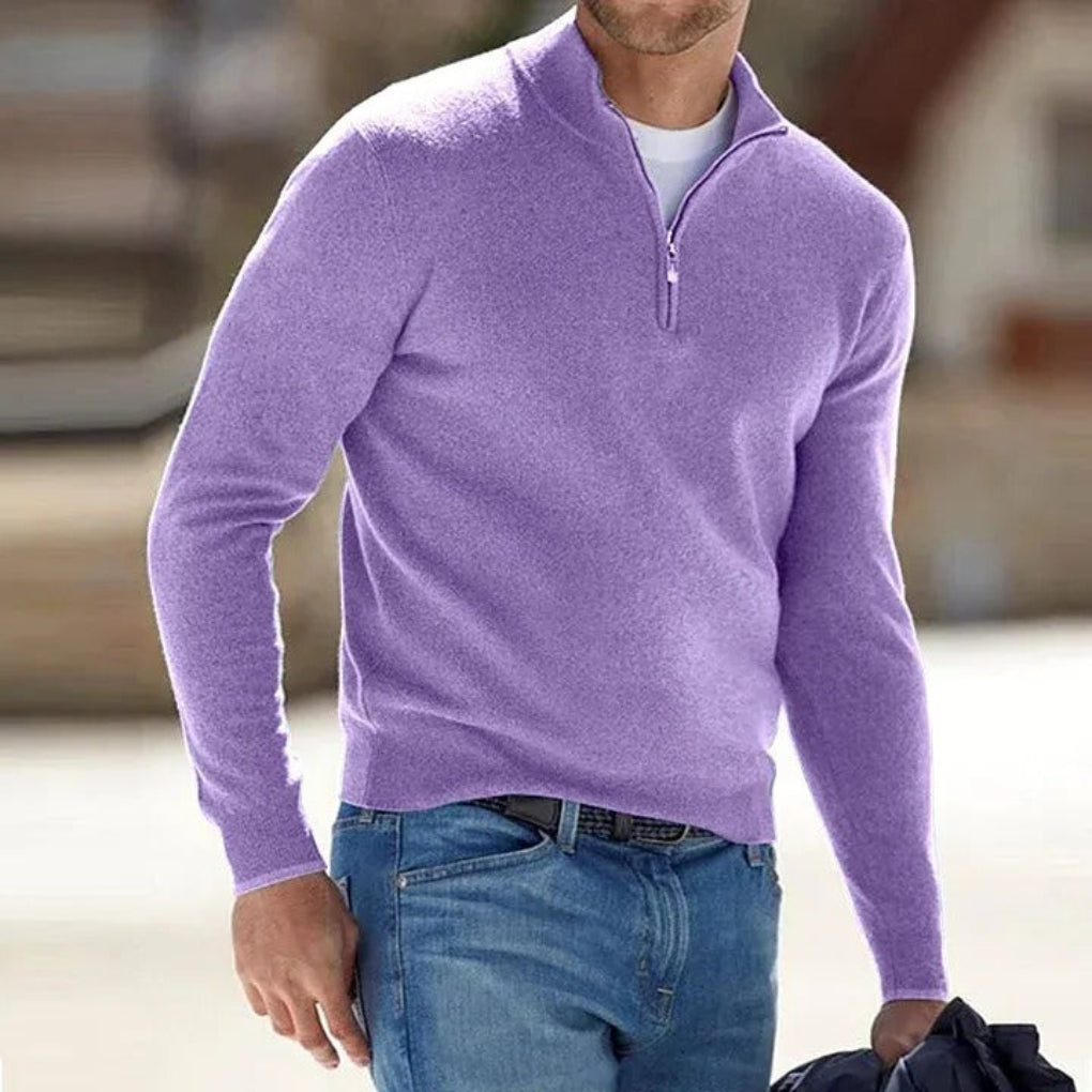 Men’s Cashmere Zipper Sweater – Lightweight Layer