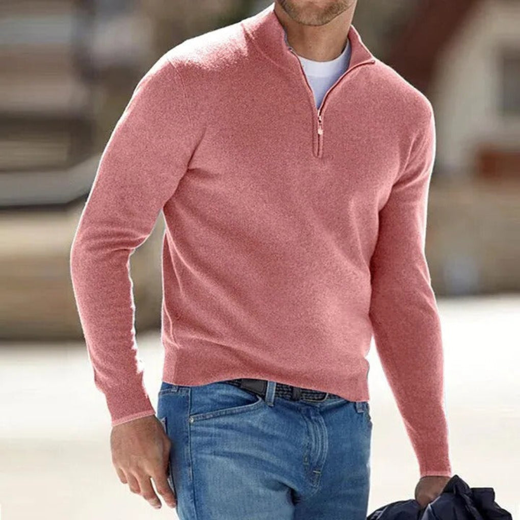 Men’s Cashmere Zipper Sweater – Lightweight Layer