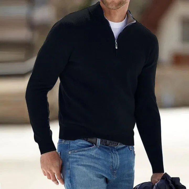 Men’s Cashmere Zipper Sweater – Lightweight Layer