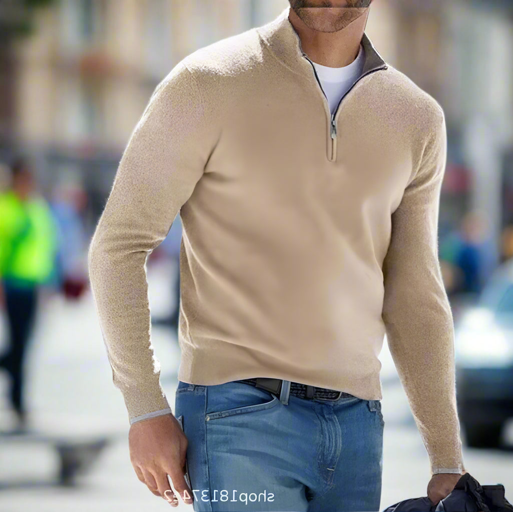 Men’s Cashmere Zipper Sweater – Lightweight Layer