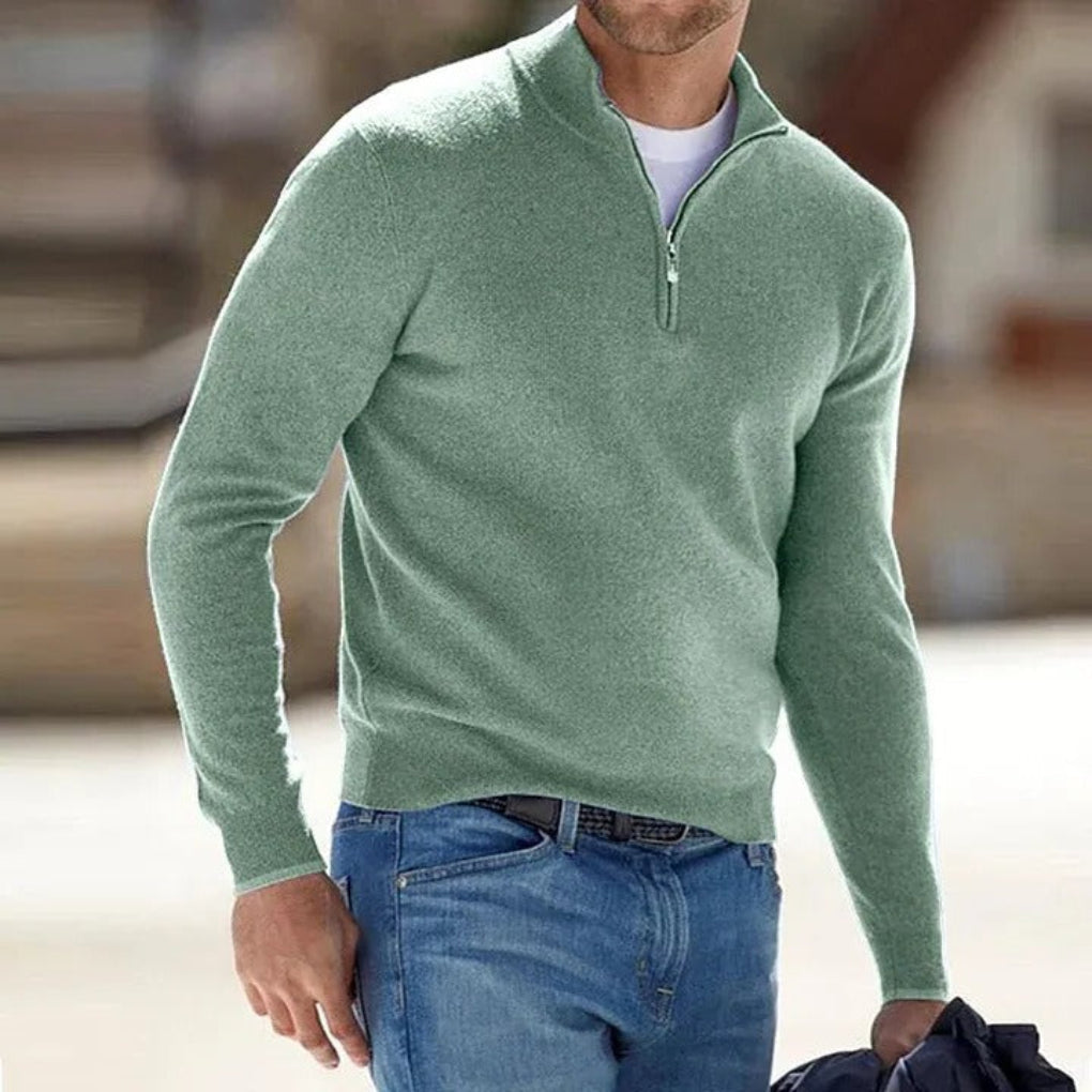 Men’s Cashmere Zipper Sweater – Lightweight Layer