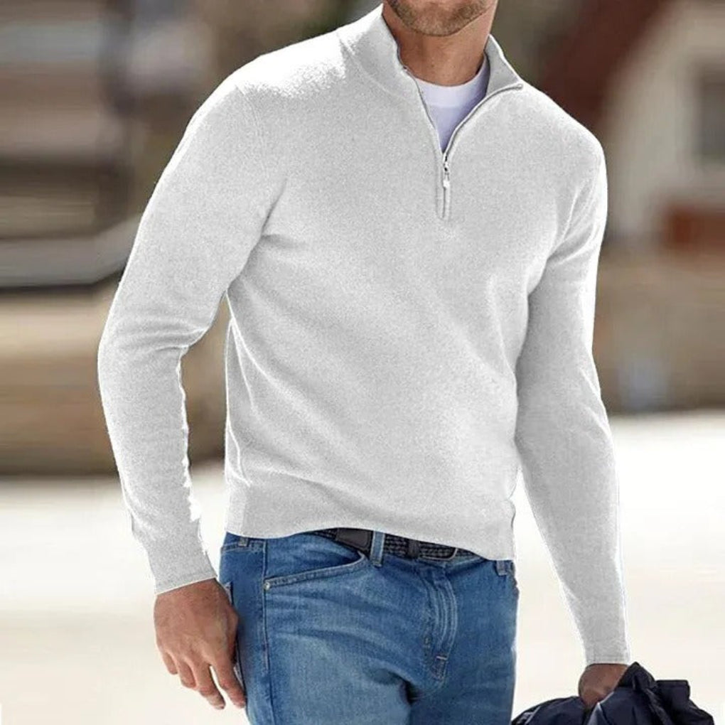 Men’s Cashmere Zipper Sweater – Lightweight Layer