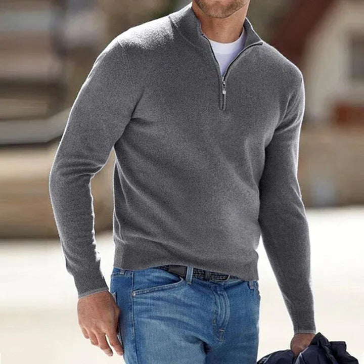 Men’s Cashmere Zipper Sweater – Lightweight Layer