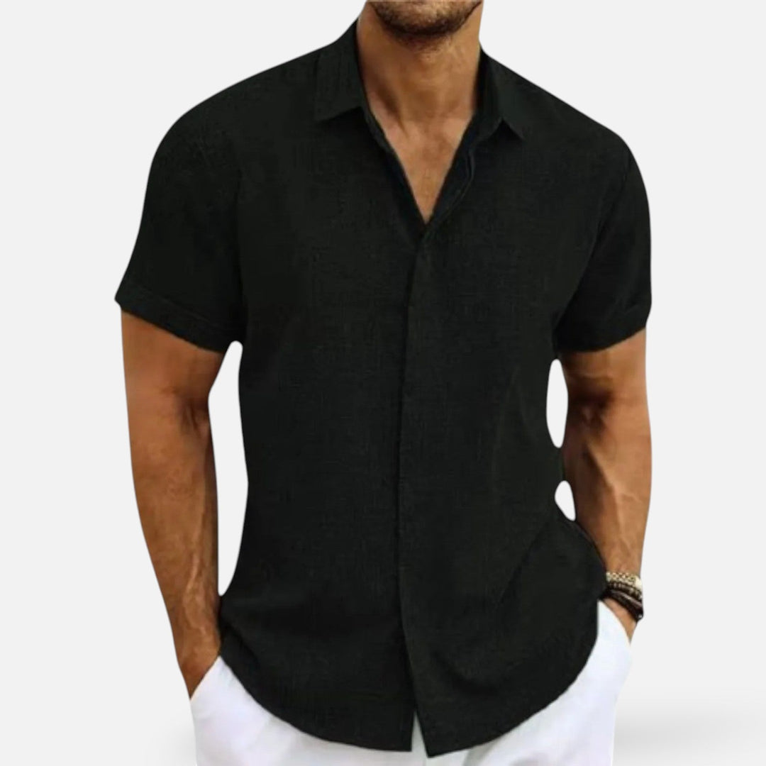 Men's Linen Shirt - Lightweight Breathable Summer Button-Up