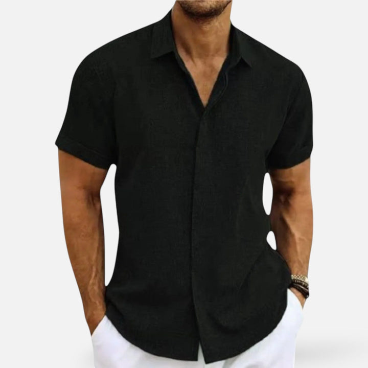Men's Linen Shirt - Lightweight Breathable Summer Button-Up