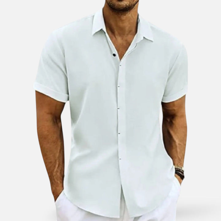 Men's Linen Shirt - Lightweight Breathable Summer Button-Up
