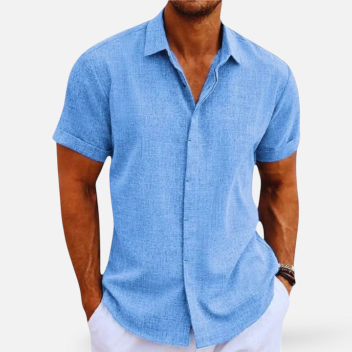 Men's Linen Shirt - Lightweight Breathable Summer Button-Up