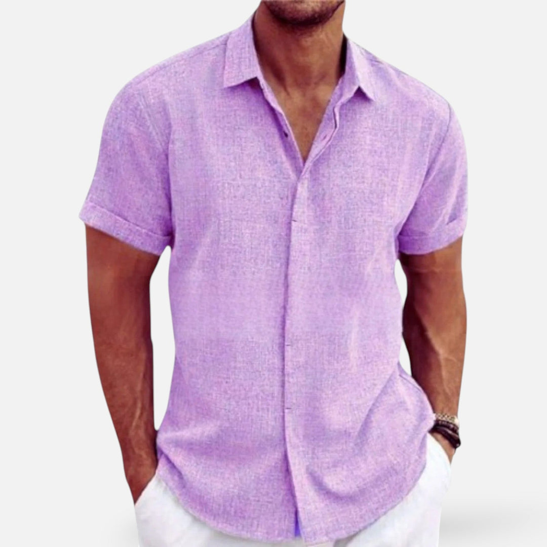 Men's Linen Shirt - Lightweight Breathable Summer Button-Up