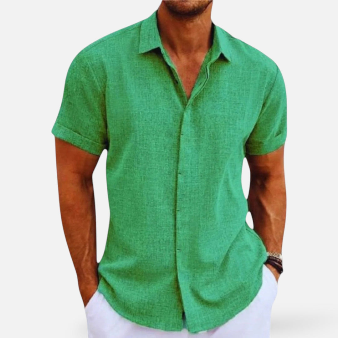 Men's Linen Shirt - Lightweight Breathable Summer Button-Up